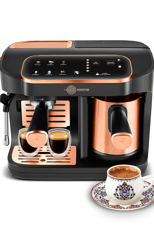 Hatir Perfetto Digital and Touch Screen Steel Coffee Pot Espresso and Turkish Coffee Maker Copper
