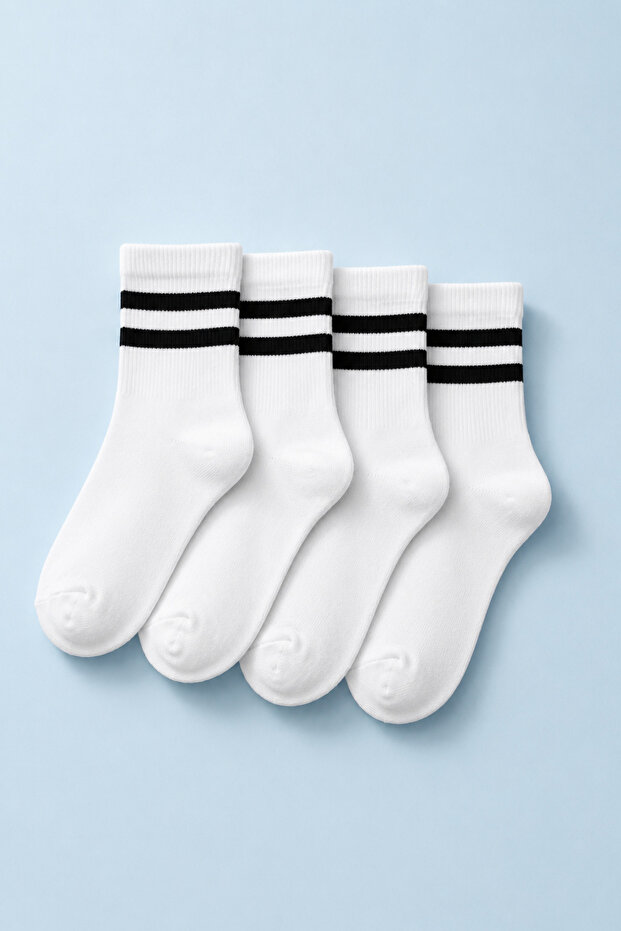 4 Pairs Seamless Children's Half Socks College Socks White
