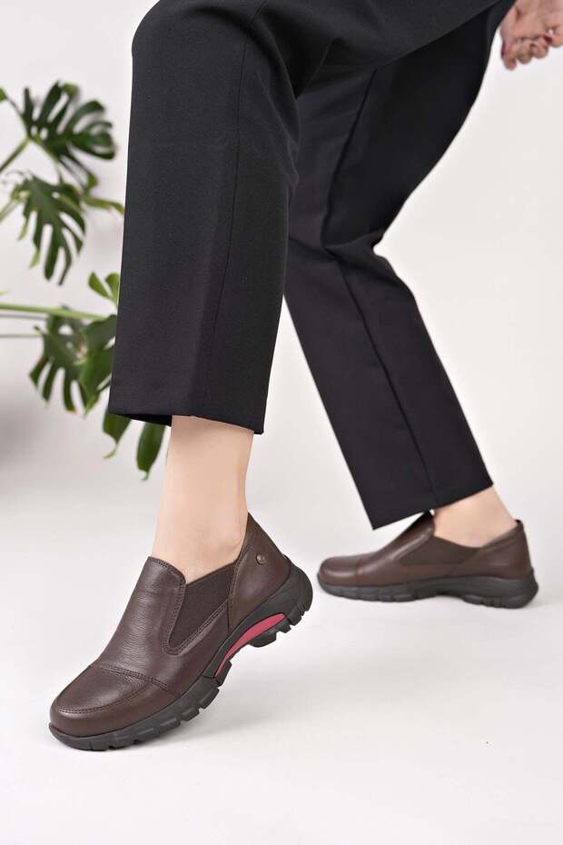 D25Ka 3480 Brown Genuine Leather Women's Shoes