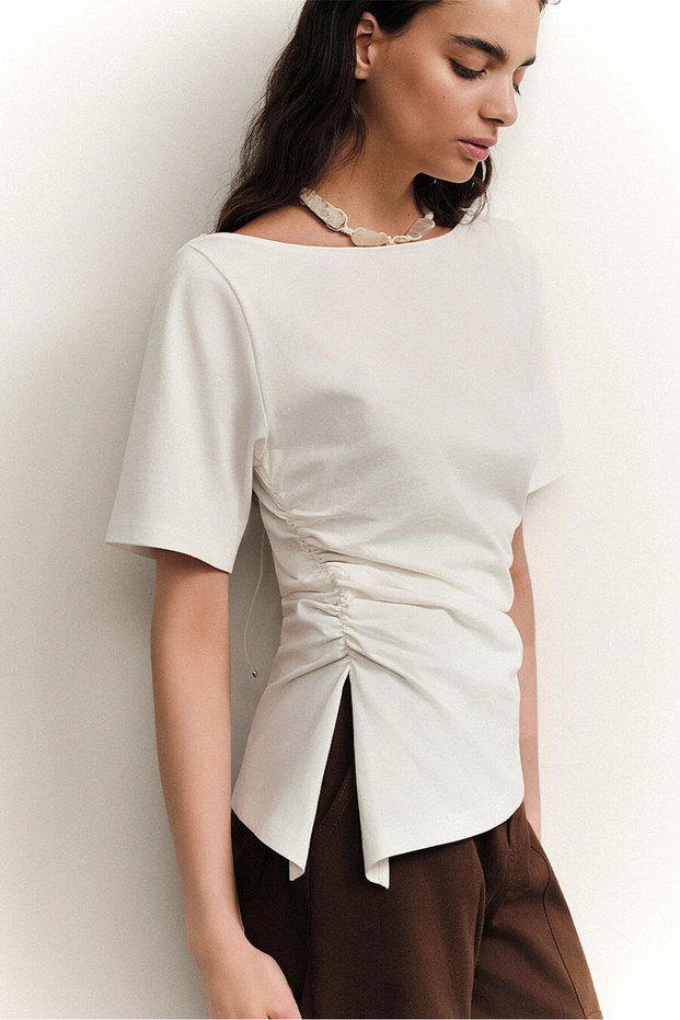 Asymmetrical Ruffle Detailed Tshirt