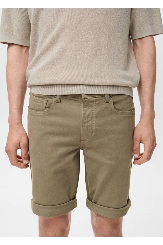 Slim fit kot bermuda şort