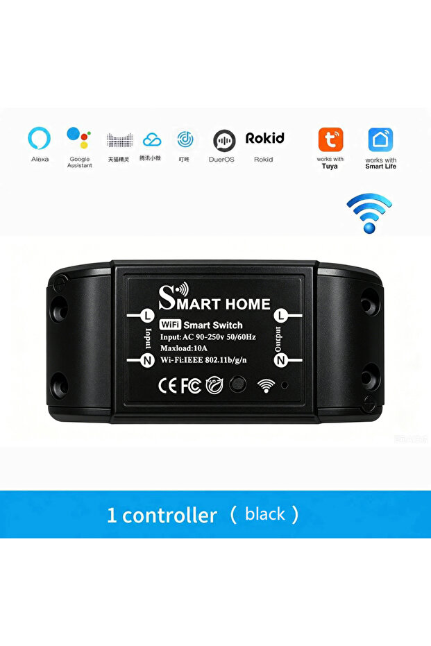 مفتاح ذكي لاسلكي TUYA-B يعمل بتقنية WiFi مع مؤقت وتحكم شامل يعمل مع تطبيق Smart Life للتحكم في الإضاءة