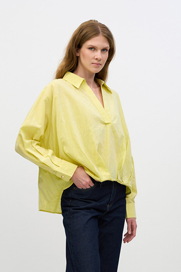 Opuštena lanena bluza - 5