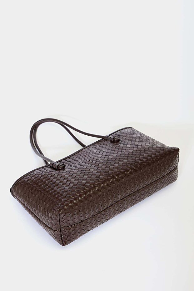 Knitted Pattern Handle-Loop Boat Bag - 3