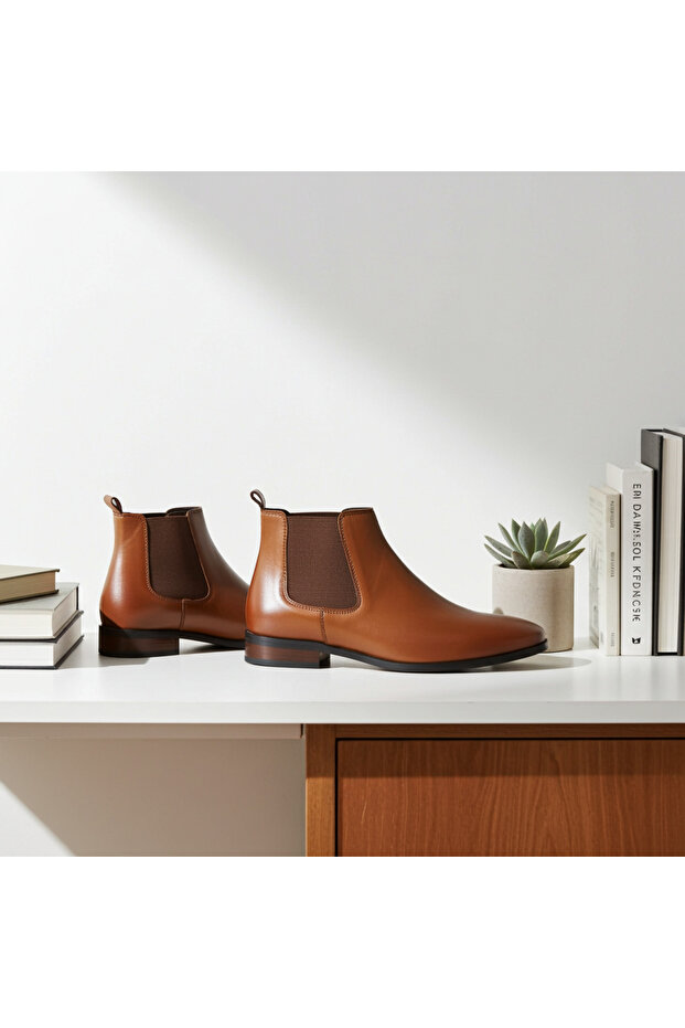 Chelsea Boot Golden Brown Genuine Leather shoes men