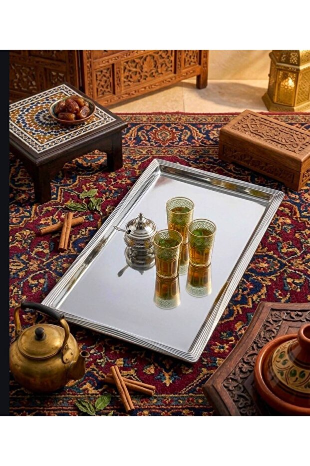 تبسي تقديم مستطيل فضي ( ولكم درنك ) مقاس ( L ) 149913C - 3