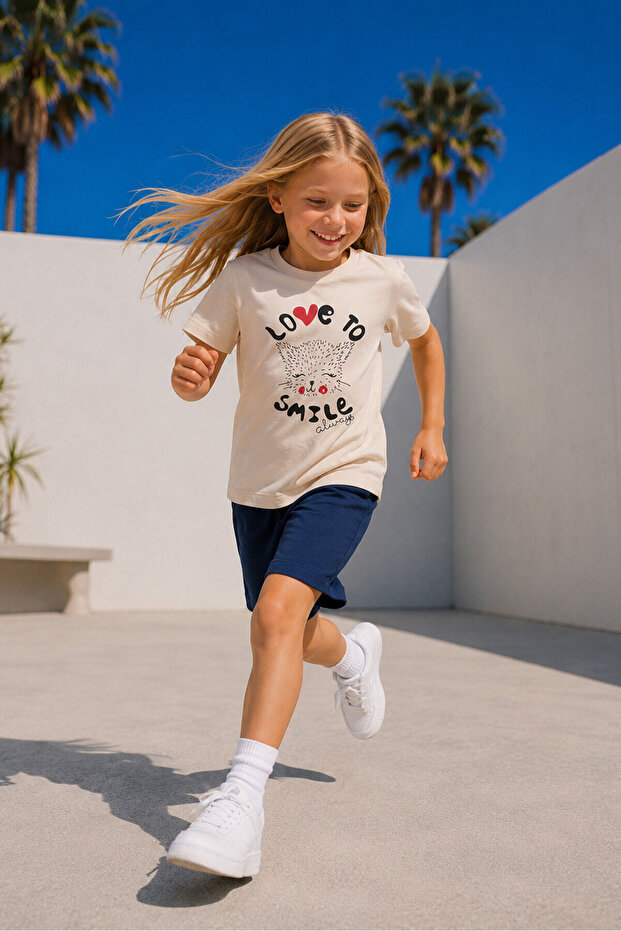 Girl's Beige Capri Set