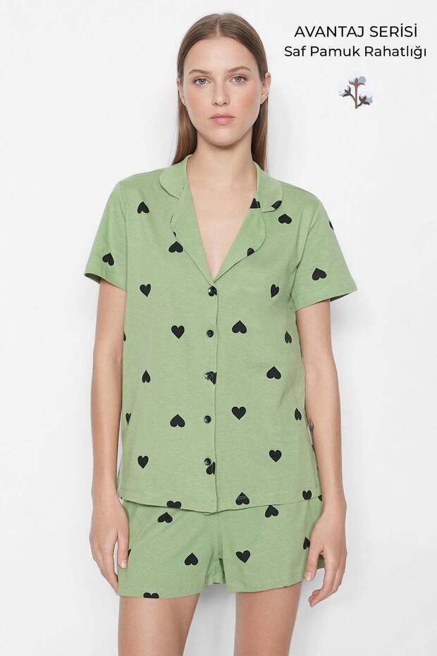 Egyptian Women's Cotton Shirt Sort Set Green