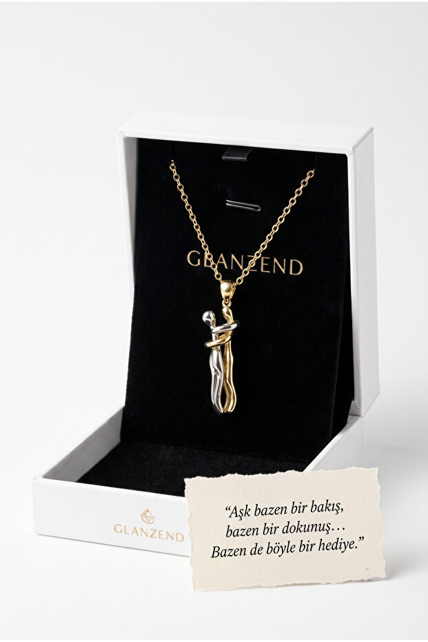 Steel Hugging Couple Unisex Boxed Lover Necklace Mother's Day Gift