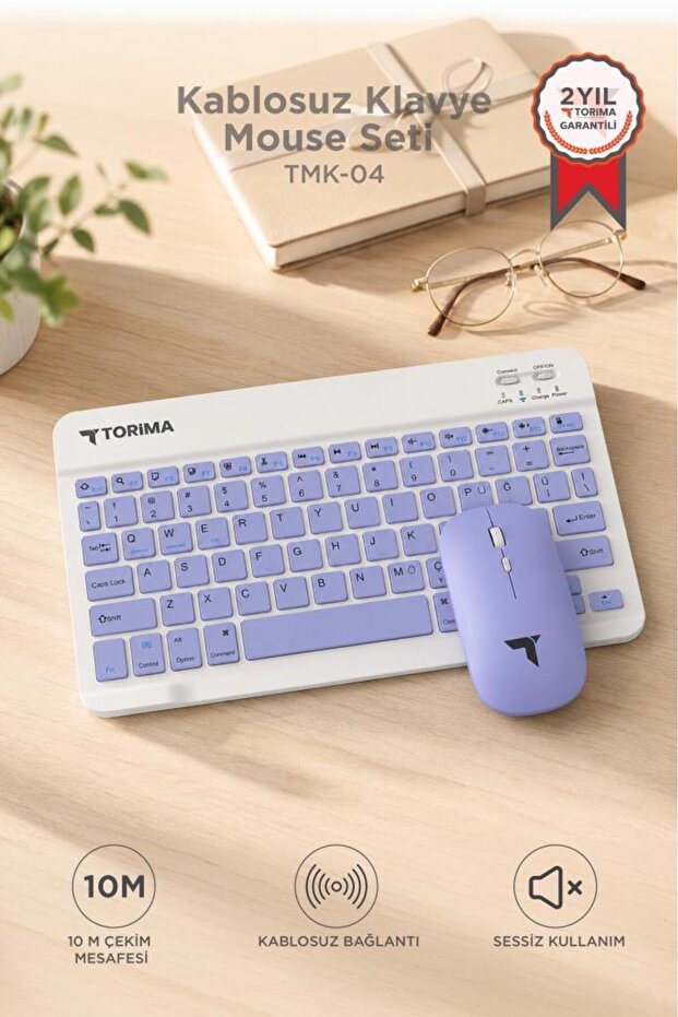 Kablosuz Klavye Mouse Seti TMK04 Mor - 1