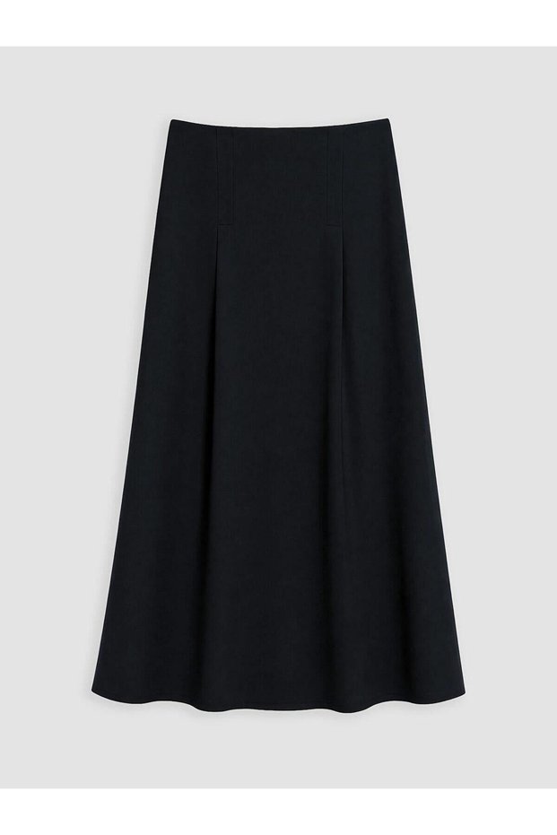Elastic Waist Pleated Detailed A-Line Skirt (W6)