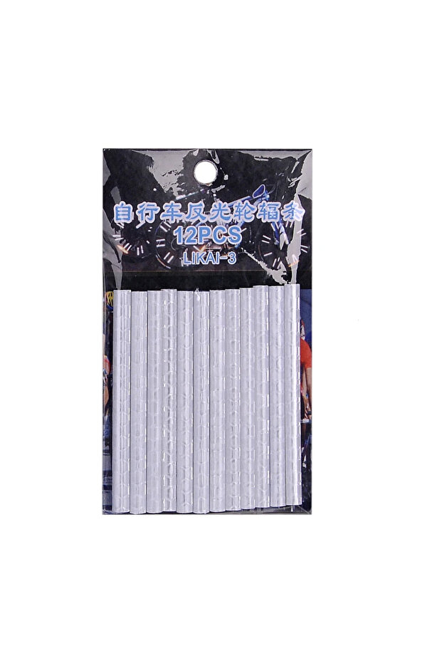 white 12PCS/Bag Bicycle Wheel Spokes Reflective Sticker Tube Strip Warning Light DIY 7.5cm MTB Cycli