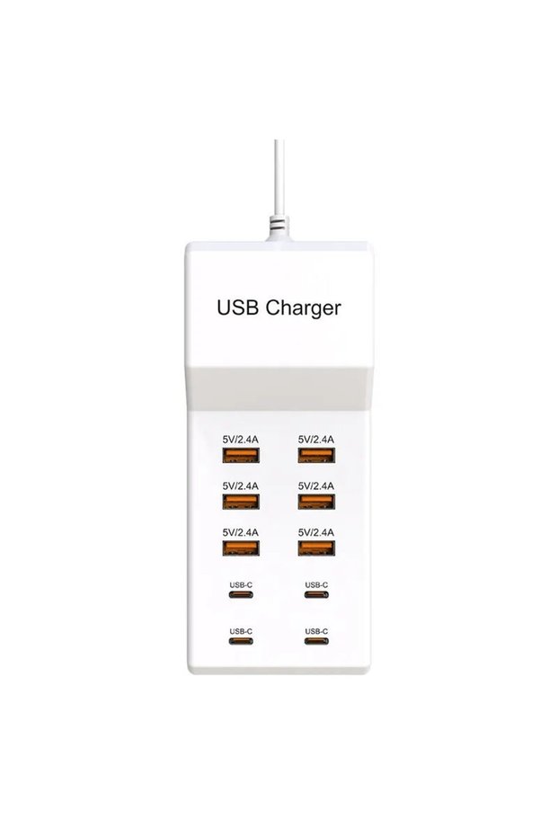 EU Plug 6USB 4Typc USB Charger Station,10-Port 50W Multiple USB Charging Station Multi Ports USB Cha