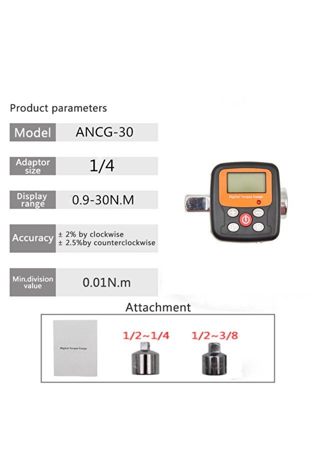 ANCG 0.9-30N.m Company Direct Torque Wrench Tester Torque Adapter Digital Torque Meter Adapters For