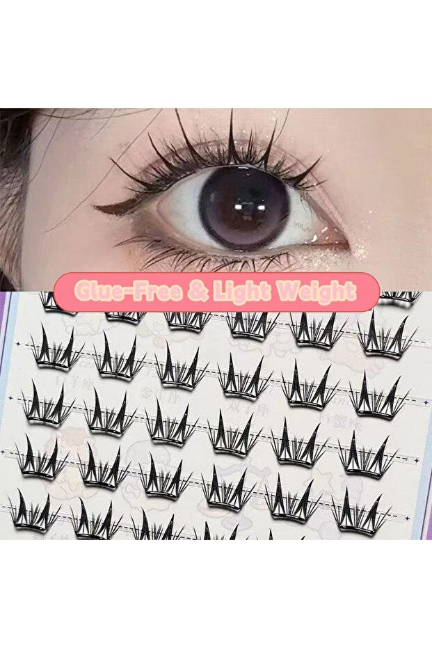 رموش صناعية كثيفة طبيعية ذاتية اللصق بتصميم كوميدي من 10 صفوف