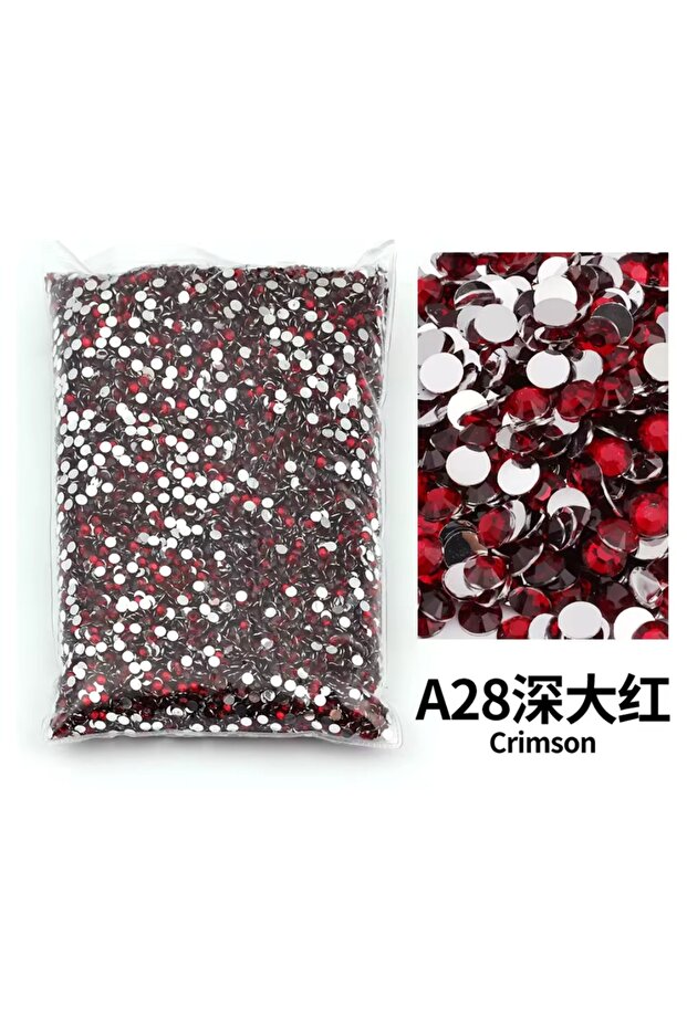 2mm SS6-10000pcs Crimson28 Wholesale 2-6mm Resin Non Heat Setting Rhinestone Round DIY Resin Flat Bo