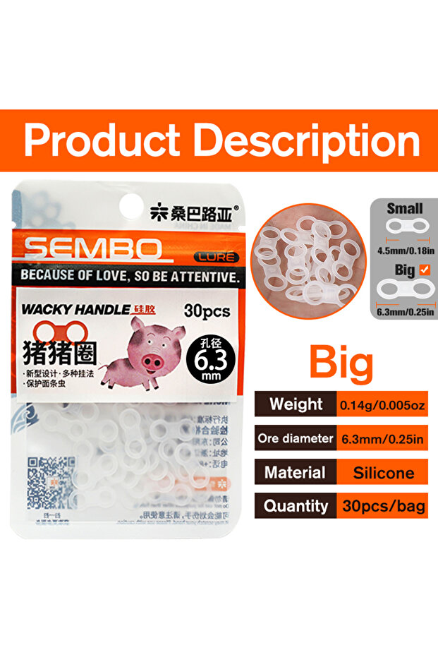 6.3mm 30pcs ZUKIBO 30PCS Wacky Silicone Rings for Noodle Worm Lure Baits 4.6mm 6.3mm Vertical Design