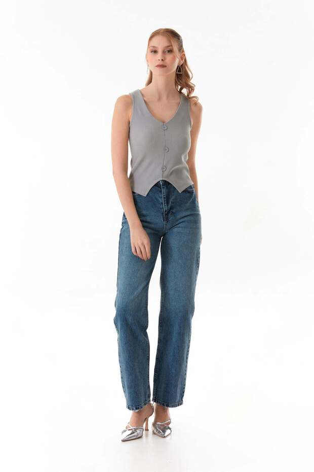 Basic Corded Buttoned Vest - 7
