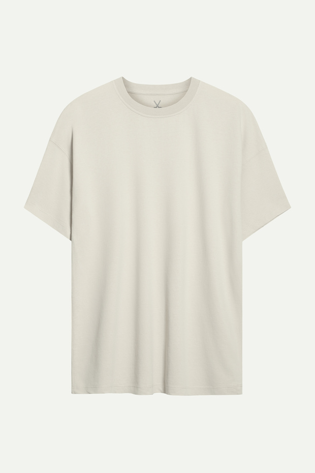 Ανδρικό μπλουζάκι σε μεγάλο μέγεθος / Relax Basic - 100% Βαμβάκι | (Χαλάρωση - Οστό) - 1