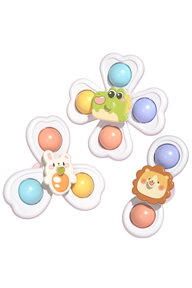 3pcs 3 in 1 Suction Cups Spinning Top Toy For Baby Game Infant Teether Relief Stress Educational Rot