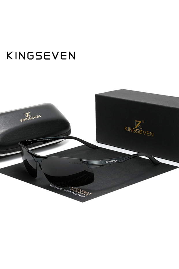 Original Black Gray Genuine KINGSEVEN Polarized Men Aluminum Sunglasses Driving Mirror Lens Male Sun