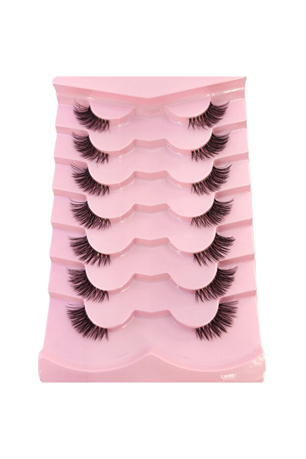 Z-39 New 7 Pairs of Thick, 3D Simulation Mink Fur Fake Eyelashes Short, Dramatic Fake Eyelashes Whol