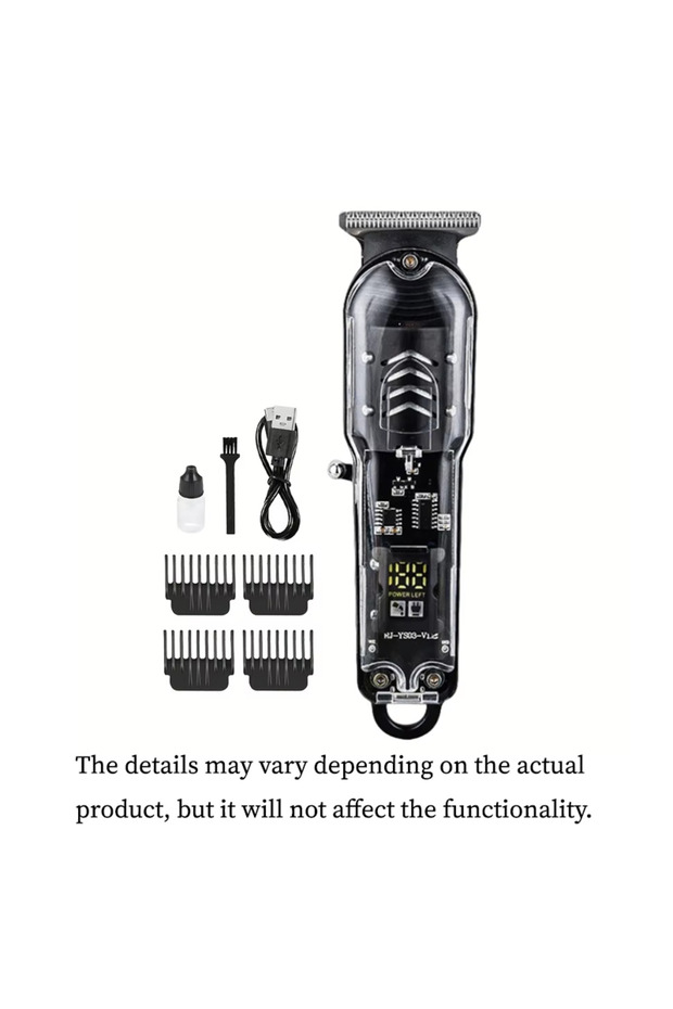 black Professional Electric Hair Clipper for Men Transparent USB Rechargeable Body Trimmer Hair Cutt