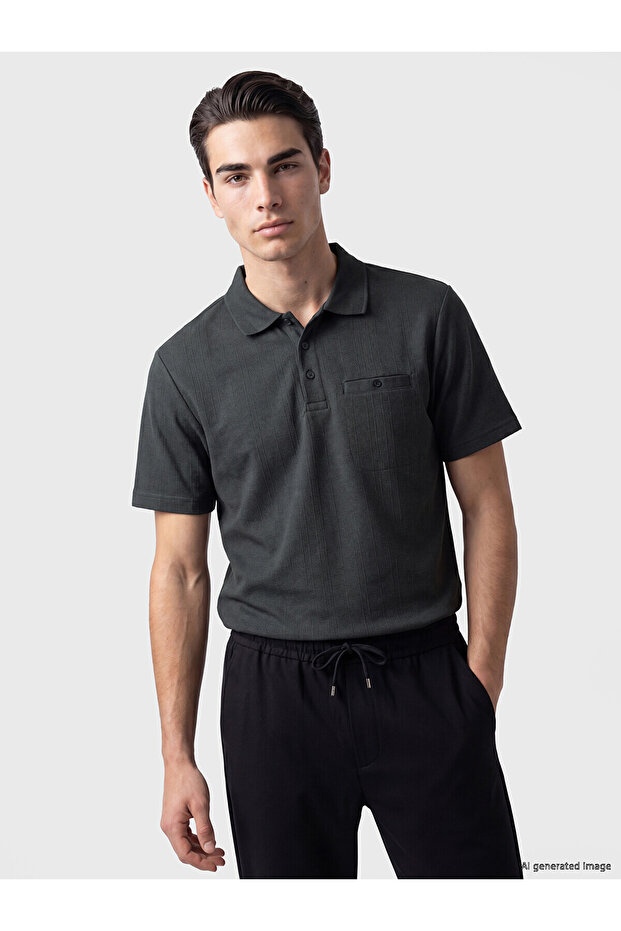 Nevavm Men's Textured Polo Collar T-Shirt with a Difference