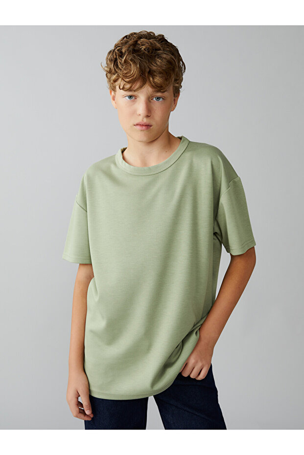 Two Mt Shop Quality Lcw Kids Khaki Oval Collar Boys' T-Shirt