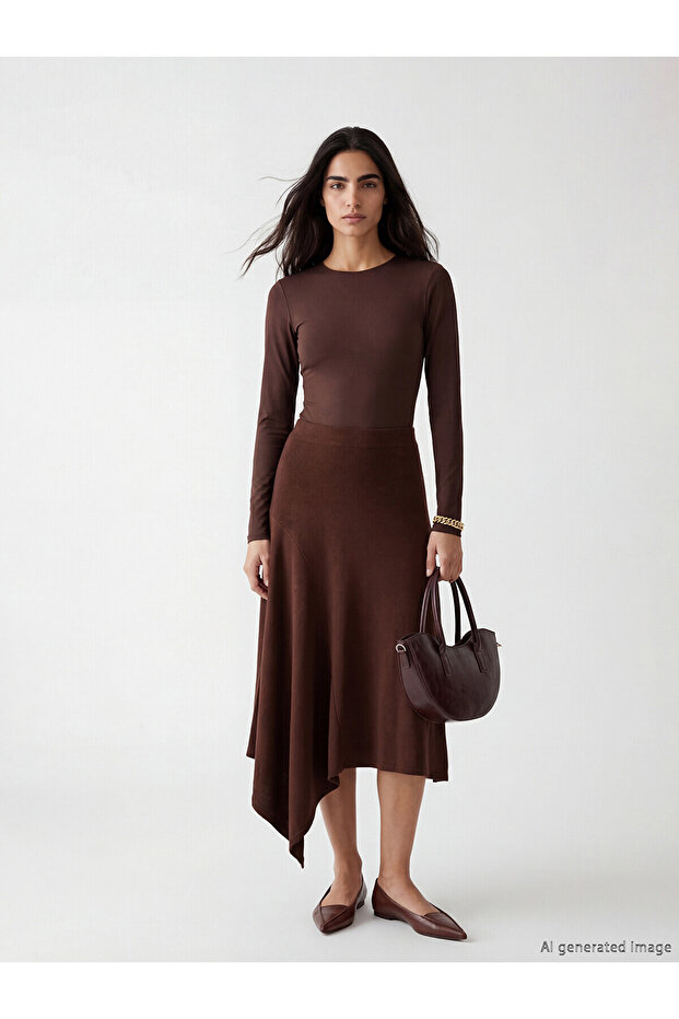 Original Elastic Waist Asymmetrical Cut Skirt
