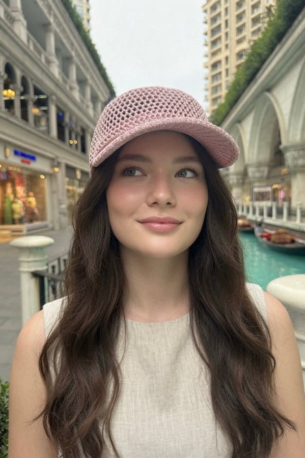 Women's Dusty Rose Glittery Hole Hat | Işıltılı Lace-Like Knit Kep Model