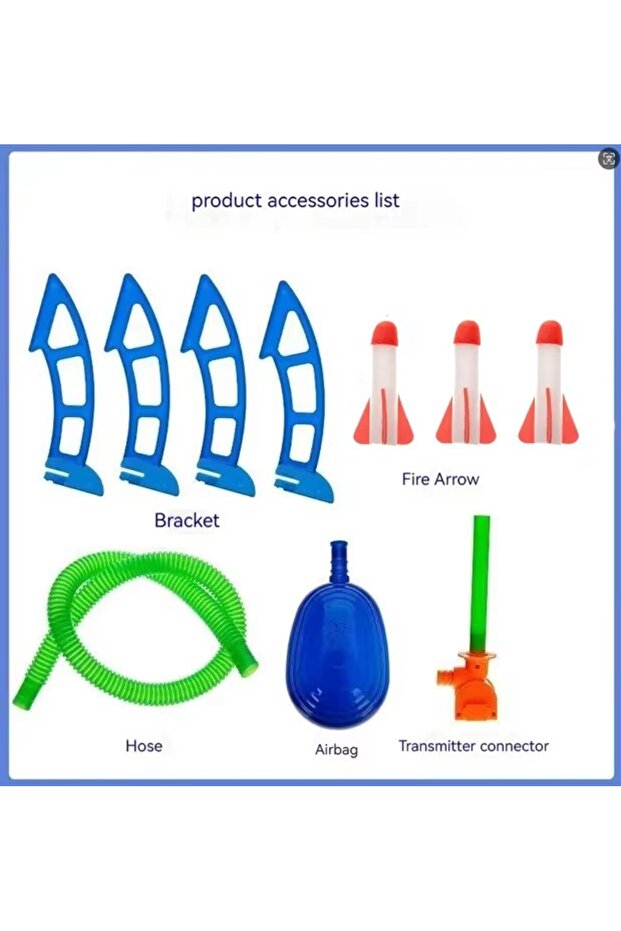 1set-Rocket x 3 Air Rocket Foot Pump Launcher Outdoor Air Pressed Soaring Rocket Toys Play Set Jump