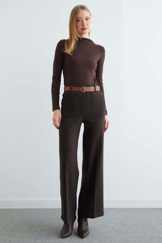 Arched Herringbone Palazzo Pants
