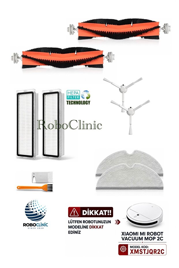 Xiaomi Mi Robot Vacuum Mop 2C (Model Code: Xmstjqr2C) Compatible Brush, Filter, Mop Set-10 Pieces