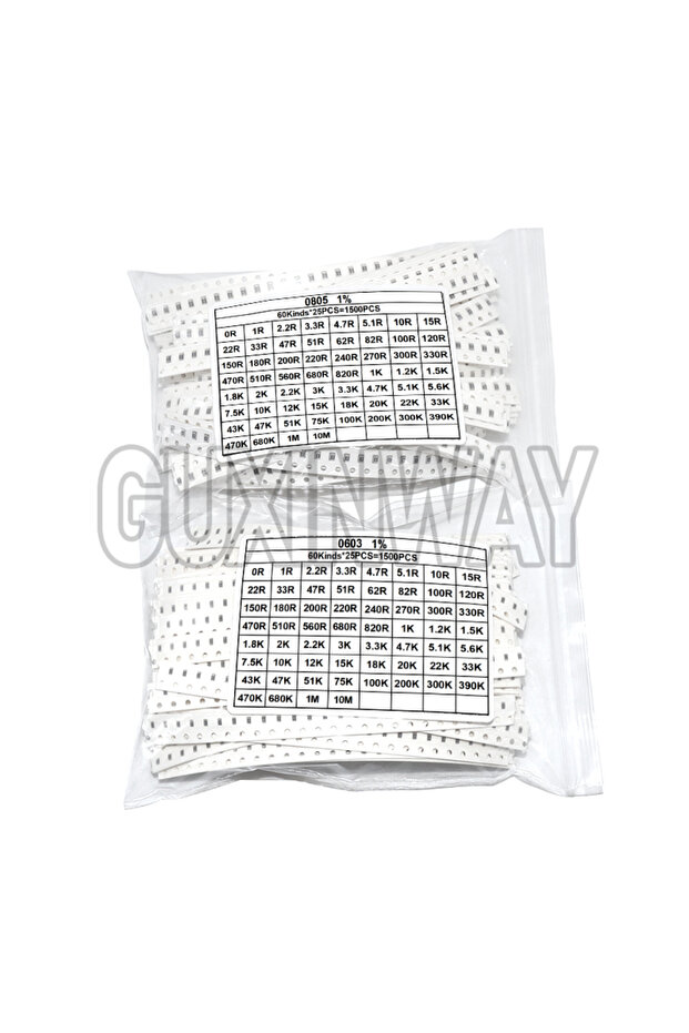 60 قيمة 0603 SMD 0603 0805 1500 قطعة/مجموعة مقاومات متنوعة (60 قيمة × 25 قطعة) 0R-10M أوم 1% Hig