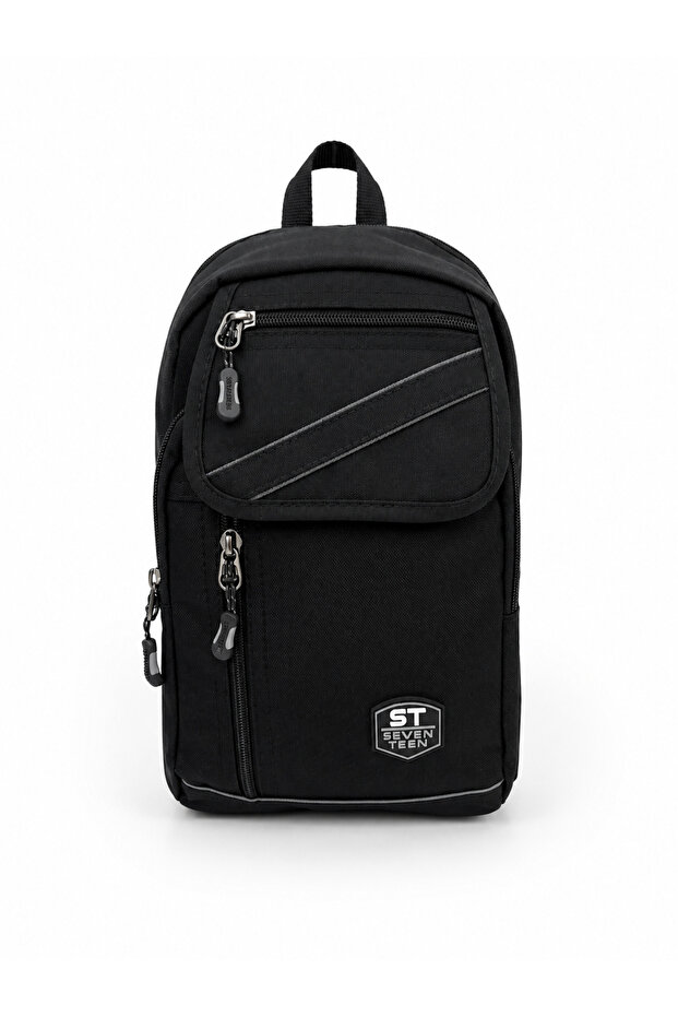 Seventeen Unisex Large Size Lightweight and Durable Crossbody Body Bag Black-Grey