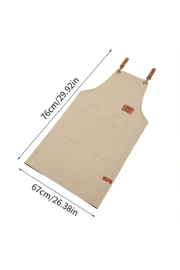 Khaki J2401205-B Waterproof Kitchen Apron Oil-proof for Women Men with Large Pockets for or Coffee B