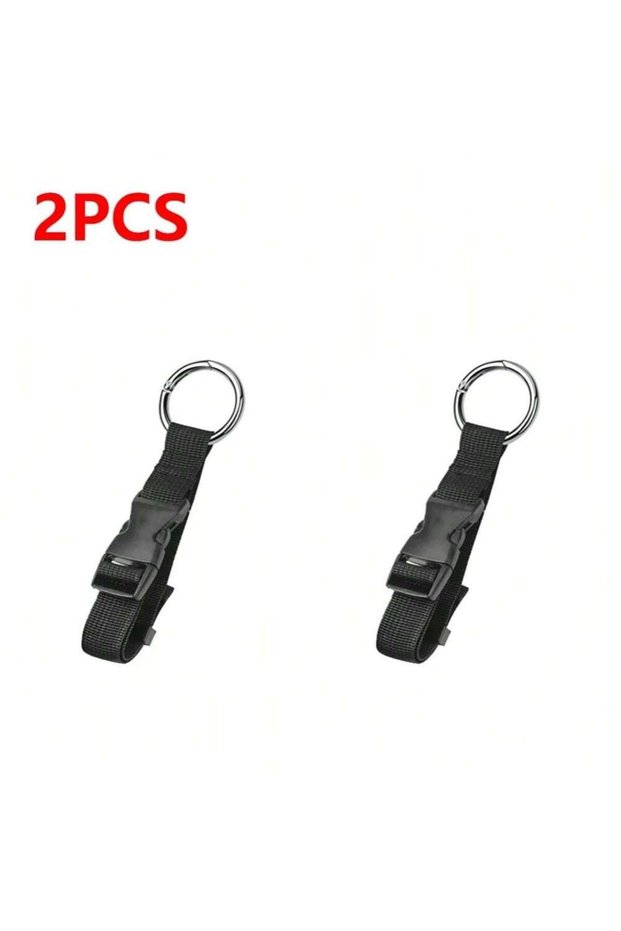 2pcs Black Travel Luggage Fixed Strap Backpack External Strap Portable Strap With Release Buckle Add