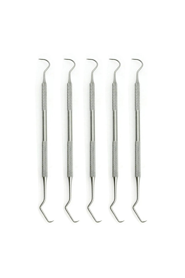 A5-5PCS 5 قطع مسبار مستكشف الأسنان ذو الخطاف المزدوج أداة طبيب الأسنان من الفولاذ المقاوم للصدأ أداة الأسنان