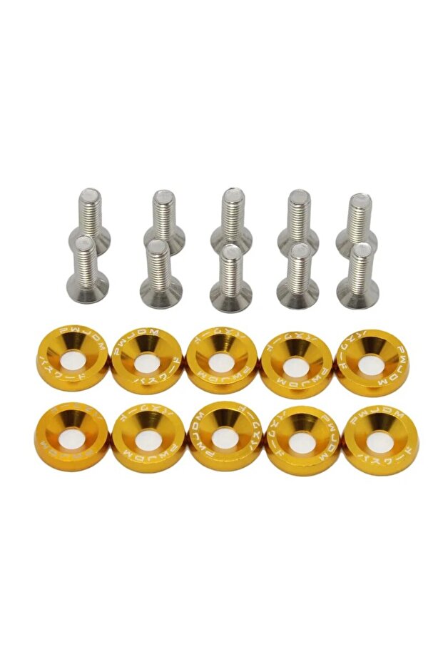 Gold 10 PCS M6 Automotive Hexagonal Fasteners, Mudguard Washers, Bumper Engine, Concave Screws, JDM