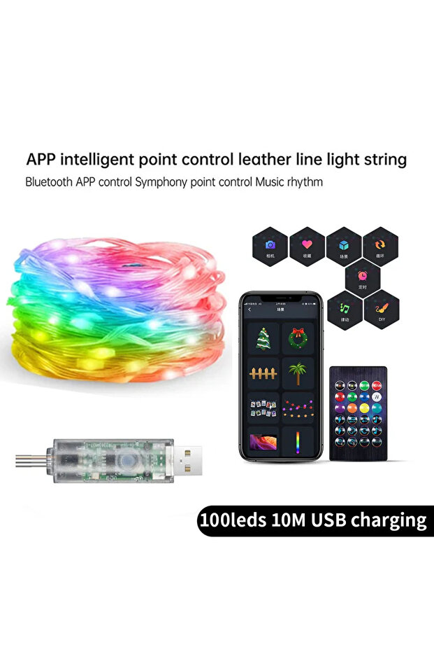 USB 10M 100LEDs Smart Fairy RGB String Light USB 10M/33FT Waterproof String Light with App Control,