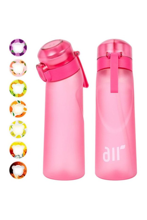 0.8L Rosered 1pc Air Water Bottle With 1pc Random Flavor Pods Portable Transparent With Straw Leak P