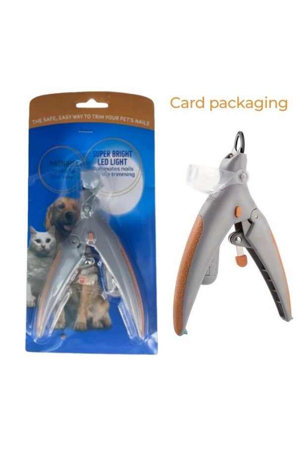 GRAY Pet Cat and Dog Nail Clippers with LED Light, Polishing and Cleaning Supplies