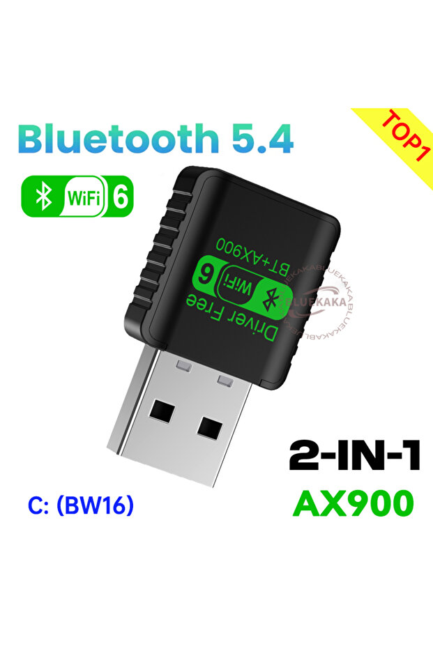 محول USB رقم B 2 في 1 بسرعة 900 ميجابت في الثانية، يدعم تقنية بلوتوث 5.4، ومحول واي فاي ثنائي النطاق 6 لأجهزة الكمبيوتر المحمولة والمكتبية اللاسلكية.