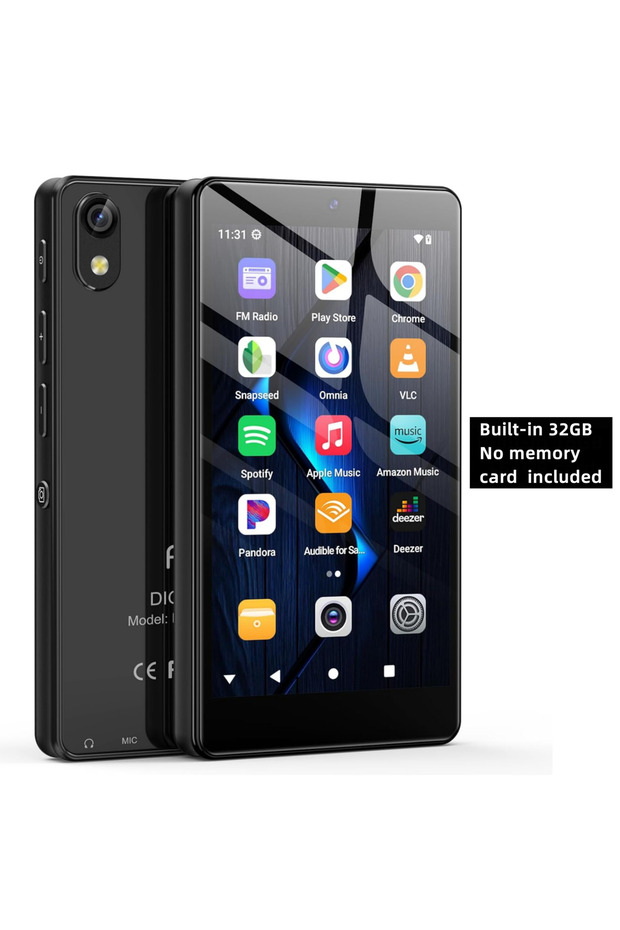 مشغل MP3 بسعة 32 جيجابايت بدون بطاقة، يعمل بنظام أندرويد 13، بسعة 32 جيجابايت/96 جيجابايت، مع بلوتوث 5.0 وواي فاي، وسبوتيفاي، وكاميرا، ومكبر صوت.