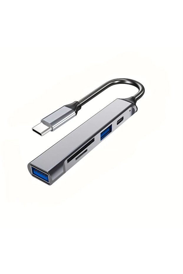 قارئ بطاقات SD متعدد الوظائف 5 في 1 بمنفذ USB-C، USB 2.0 Type-C للبيانات، موسع USB 3.0 TF SD، ناقل بيانات عالي السرعة