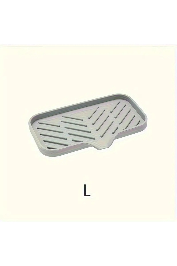 DARK GRAY Silicone Kitchen Sink Organizer Tray, 1pc, Non-Food Contact Soap and Sponge Holder, Water-