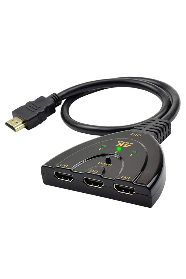 محول HDTV متوافق مع HDMI، موزع KVM بدقة 4K و2K و3D، محول فيديو صغير بثلاثة مداخل ومخرج واحد