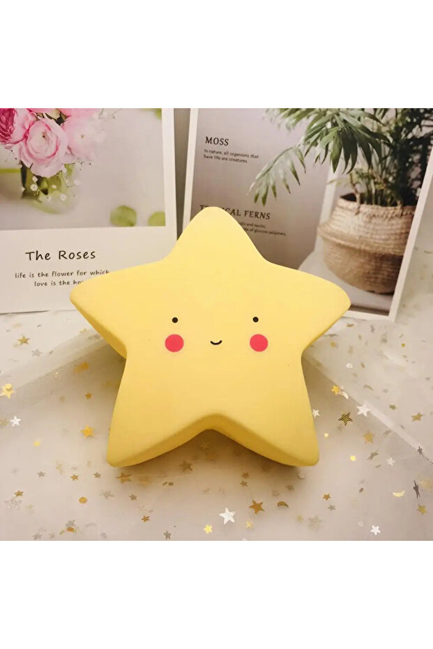 Yellow Mini LED Night Light Cartoon Fantasy Star Moon Interior Lighting Bedside Light Baby Room Deco