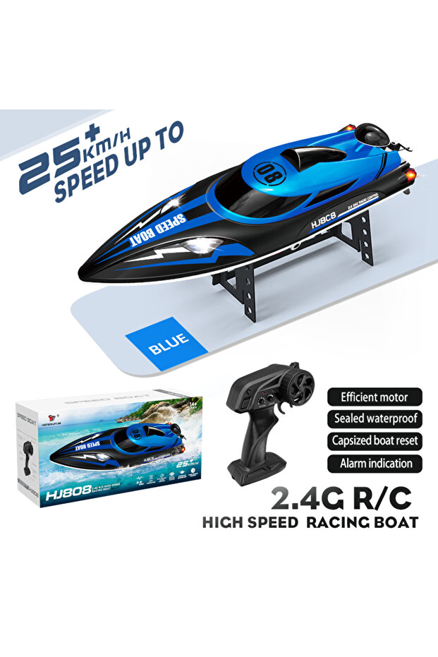 Blue HJ808 RC Battery Boat 2.4Ghz 25km/h High-Speed Remote Control Racing Ship Water Speed Boat Chil